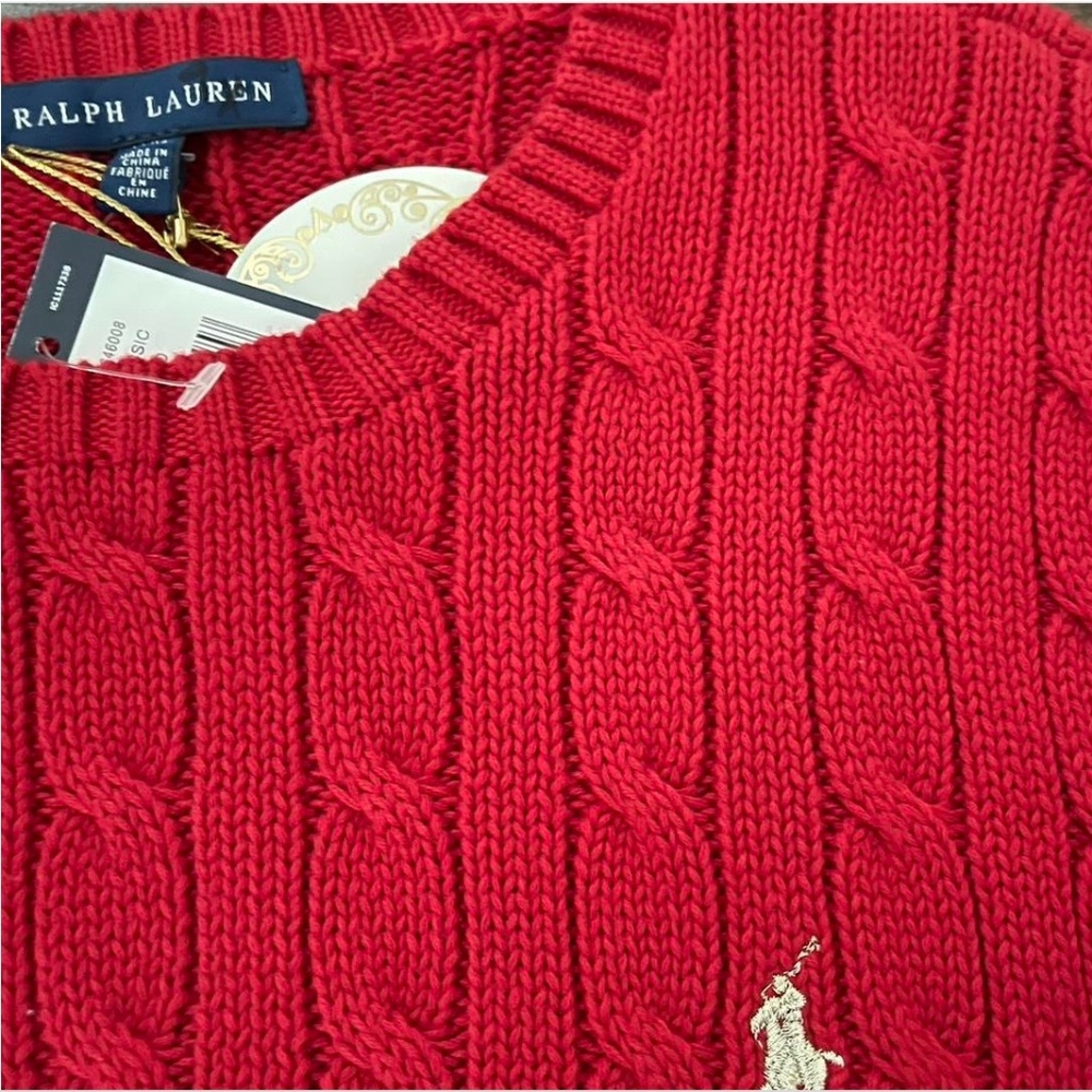Limited Edition Gold Label Ralph Lauren Logo Red Knitted Sweater